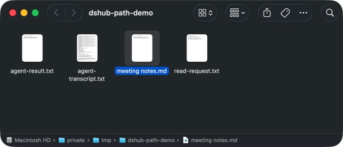 Finder with the synthetic Markdown file selected and its path bar visible
